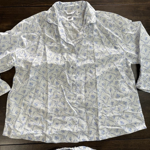 POTTERY BARN LoveShackFancy FLORAL TRELLIS SATEEN PAJAMA SET~PINK & BLUE AVAIL