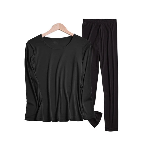 Fashion Winter Women's Pajama Set Thin Warm Underwear Tops Slim Bottom Pants