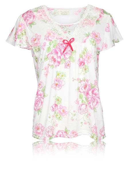 JEFFRICO Womens Capri Pajama Set 2 Piece Short Sleeve Top & Capri Pants 812C