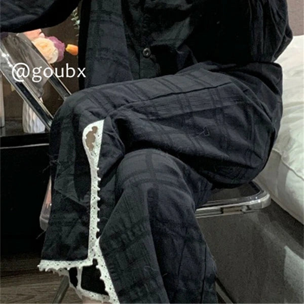 Korean women sweet pajamas long-sleeved trousers home service two-piece suit