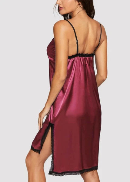 US Women Sexy-Lingerie Sleepwear Satin Silk Babydoll Lace Nightwear Pajamas Set