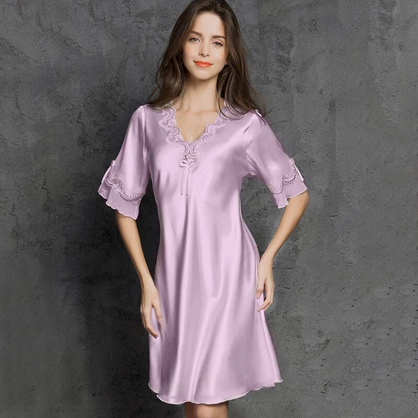 Women Satin Silk Lace Dress Sleepwear Lingerie Short Mini Nightdress Nightgown