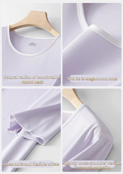 Fashion Spring Women's Three Quarter Sleeves Breathable Comfortable Nightgown Clothing-