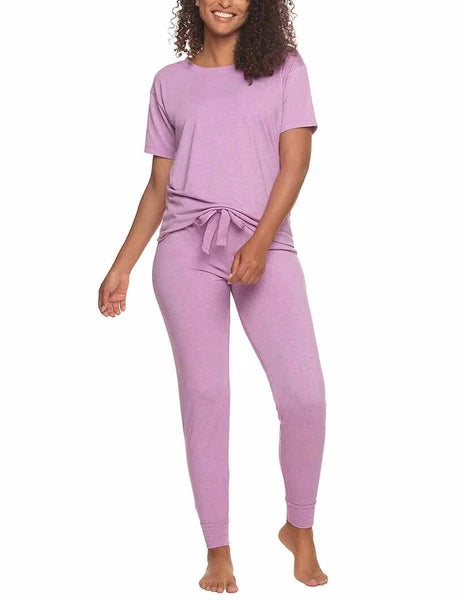 Felina Women's 3 Piece Pajama Set Jogger Shorts Crew Neck Tee