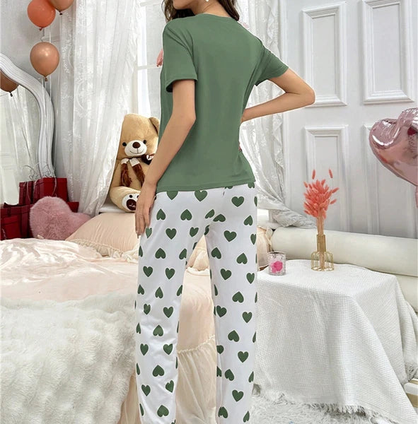 Womens Pajamas Set Lounge Set Short Sleeve Pjs Joggers Pants Sleepwear 2 Piece