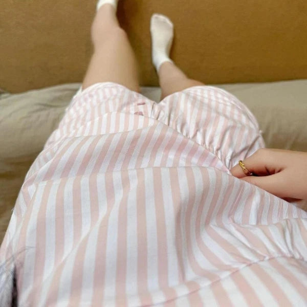 Sleeveless Lace Stripe Pyjama Suit Two Piece Pyjama Sets Gifts-