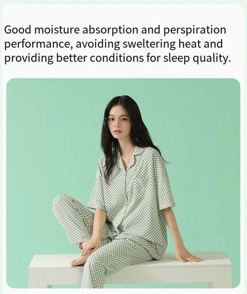 Fashion Women's Pajamas Set Short Sleeve Cool Antibacterial Comfortable Homewear Homewear-
