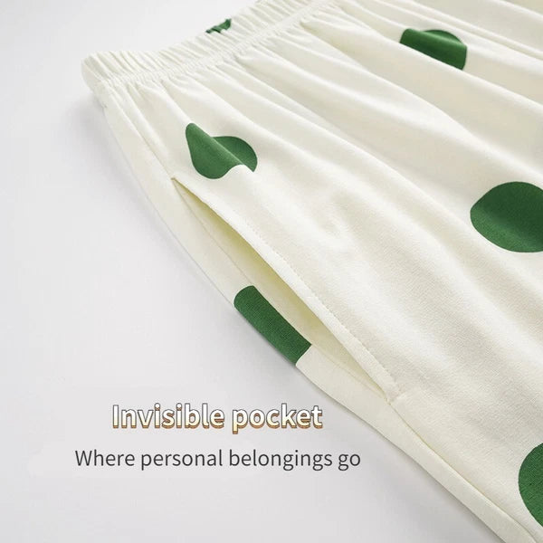 Autumn Women's Pajamas Set Long Sleeve Outdoor Polka Dot Print Antibacterial Clothing-