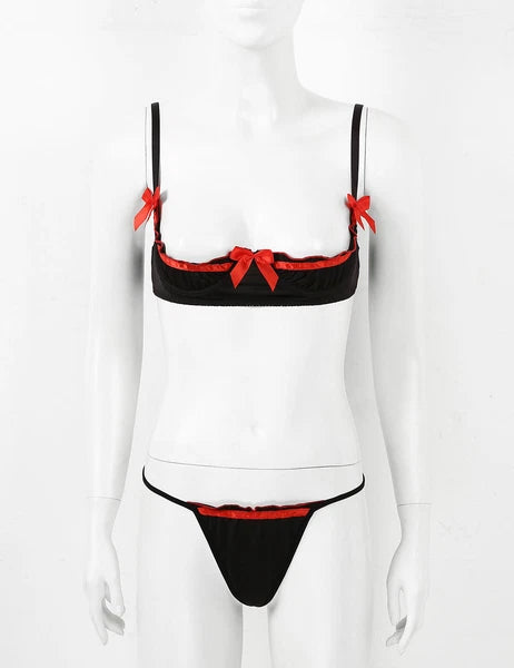 Women's G-string Sexy Lingerie Nightwear Lace Thong Bra Set Underwear Babydoll