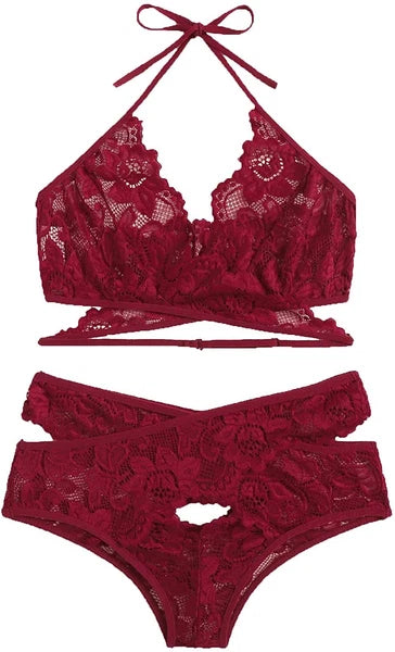 Two Piece Women Sexy Lingerie Set Lace Bra and Panty Set Babydoll Sleepwear US