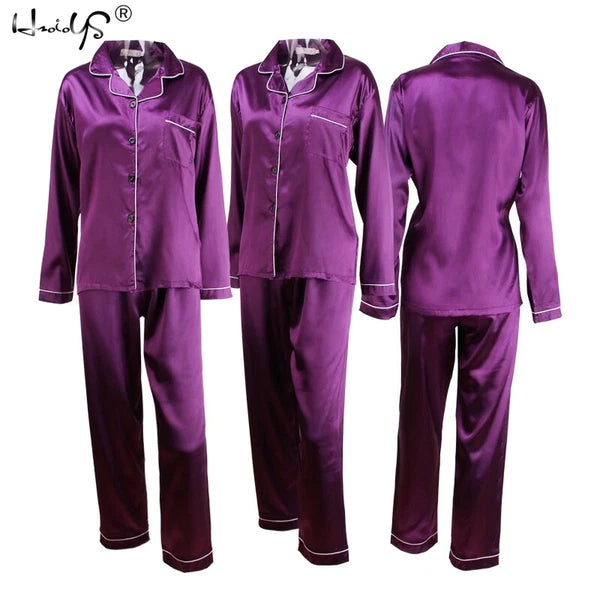 Womens/Ladies Long Sleeve Silk Satin Pyjamas Pyjama PJs Soft Silk PJS Nightwear