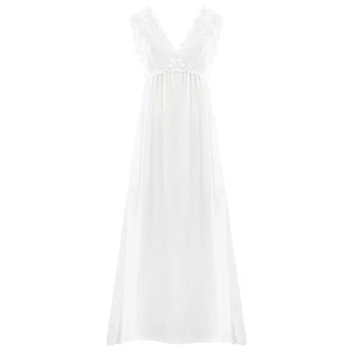 Cotton Summer Sleeveless V-Neck Backless Lace Fairy Princess Nightdress Fairy