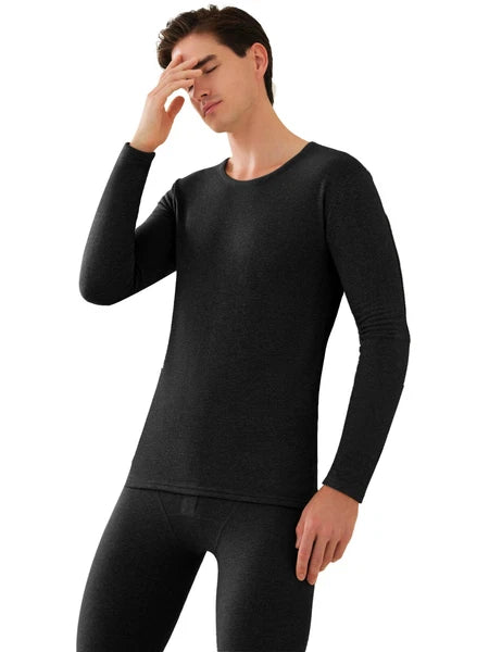 Men's Cashmere & Silk Lined Thermal Pajama Set Soft Underwear Set Long Johns