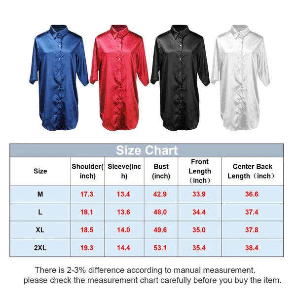 Women's Sexy Satin Sleep Shirt Lingerie Nightgown Sleepwear Silk Bathrobe Pajama