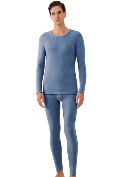 Men's Cashmere & Silk Lined Thermal Pajama Set Soft Underwear Set Long Johns