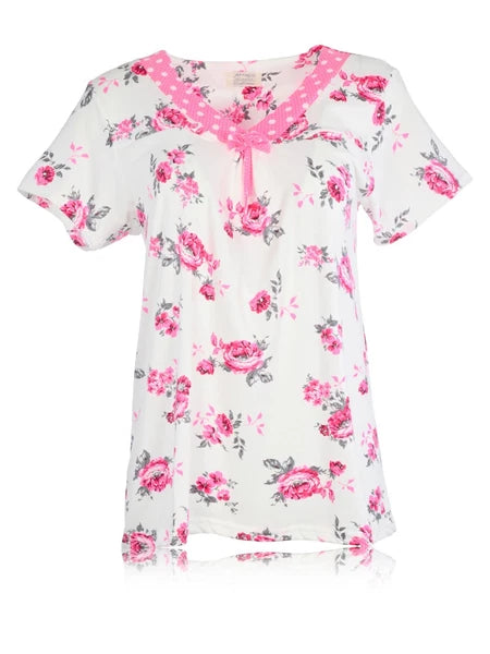 JEFFRICO Womens Capri Pajama Set 2 Piece Short Sleeve Top & Capri Pants  801C