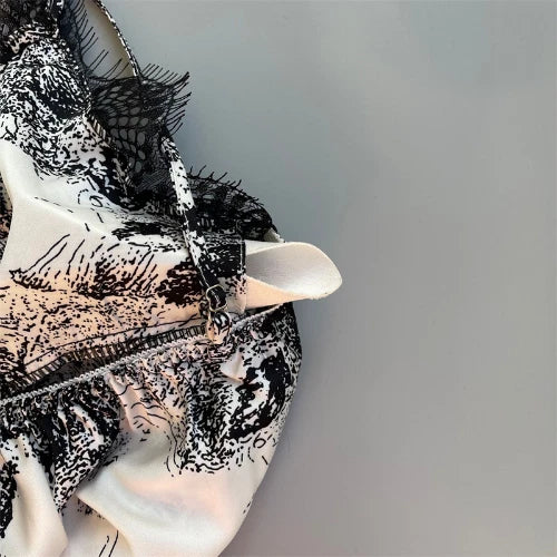 Women Satin Pajamas Suit V-Neck Kimono Robe Set with Cheast Pads Nightwear Sexy