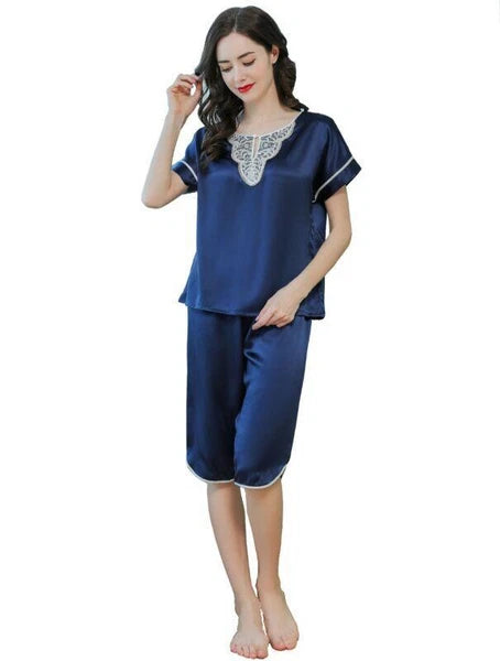 New Women Silk Pajamas Set,2 pieces,100% Mulberry Silk Sleepwear Nightwear U7198