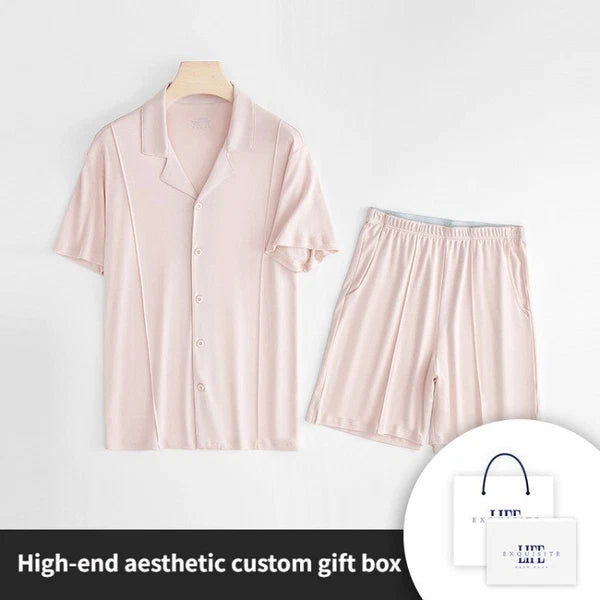 New Summer Women's Antibacterial T-Shirt Bermuda Comfortable Casual Size Pajamas Set-