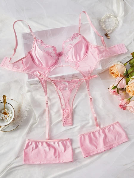 Sexy Women Lingerie Pink Lace Dress G-string Underwear Babydoll Sleepwear Gift