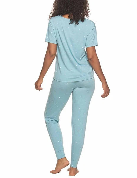 Felina Women's 3 Piece Pajama Set Jogger Shorts Crew Neck Tee