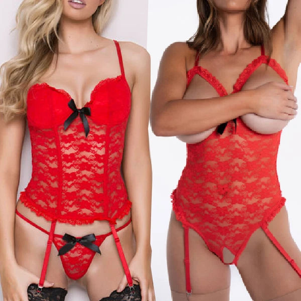 Women Sexy Lingerie Garter Belts Set Sleepwear Underwear Lace Nightwear G-String