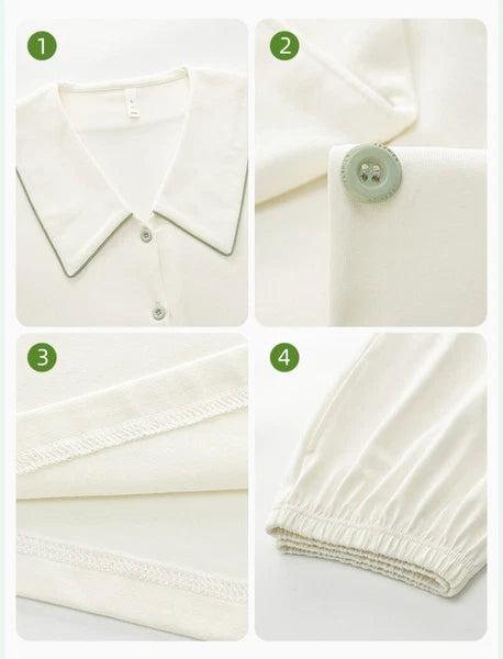 New Women's Long Sleeve Homewear Antibacterial Comfortable Cotton Sleepwear Set