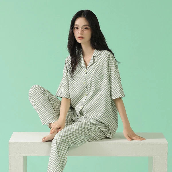 Fashion Women's Pajamas Set Short Sleeve Cool Antibacterial Comfortable Homewear Homewear-