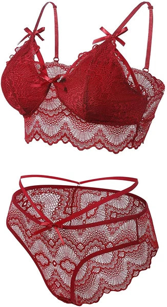 Two Piece Women Sexy Lingerie Set Lace Bra and Panty Set Babydoll Sleepwear US