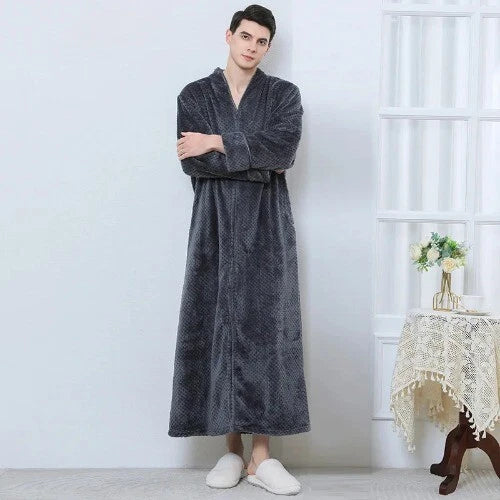 New Zipper Nightgown Flannel Nightgown Autumn Sleepwear Solid Color  Bathrobe