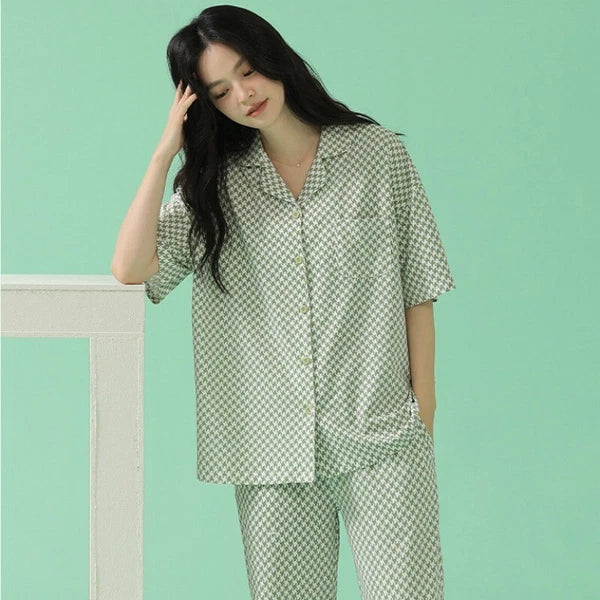 Fashion Women's Pajamas Set Short Sleeve Cool Antibacterial Comfortable Homewear Homewear-