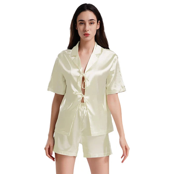 Women Nightwear Casual Pajamas Set Soft Sleepwear Shiny Homewear Comfortable