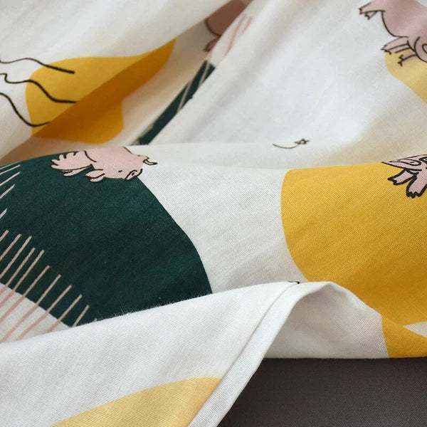 Women Pajamas Set 100% Cotton Printed Sleepwear Casual Nightwear Gauze Home Wear