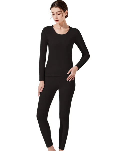 Womens Thermal Underwear Set Soft Fleece Lined Long Johns Base Layer Top& Bottom