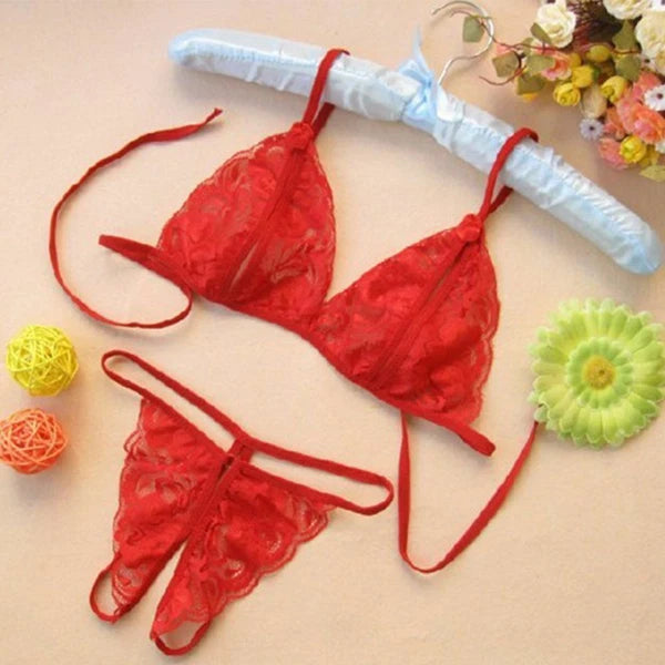 Sexy Lingerie Lace Bra G-string Thong Set Babydoll Sleepwear Underwear Nightwear