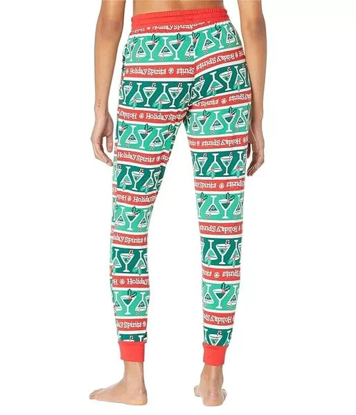 Pajamarama Merrily Coupled Long Pajama Sets Womens Green Holiday Spirits JDM1214
