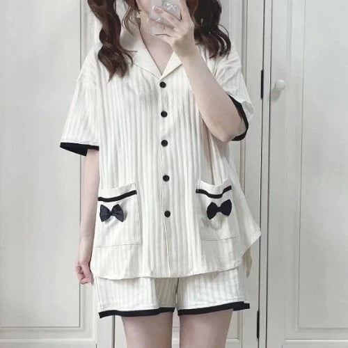 Pajama Sets Women Summer  Comfortable Sweet Pockets Students Casual Baggy