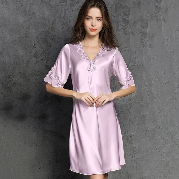 Women Satin Silk Lace Dress Sleepwear Lingerie Short Mini Nightdress Nightgown