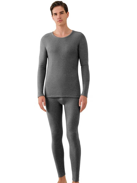 Men's Cashmere & Silk Lined Thermal Pajama Set Soft Underwear Set Long Johns