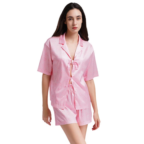 Women Nightwear Casual Pajamas Set Soft Sleepwear Shiny Homewear Comfortable
