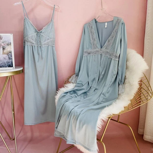 2023  Women's robe pajama set sexy lace suspender pajama dress bathrobe