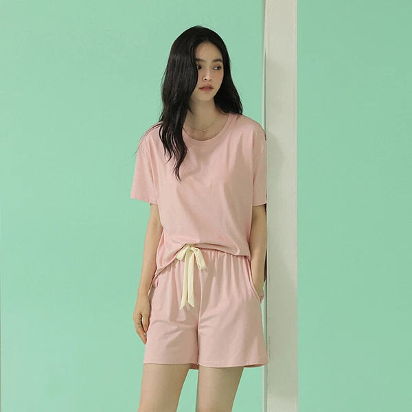 Women's Summer Soft Cool With Built-in Bra Pad Breathable Sports Pajamas Set-