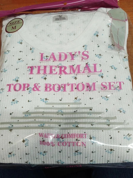 WOMEN'S Thermal TOP & BOTTOM SET Waffle Knit Long Johns Warm Underwear PJ'S 2pcs