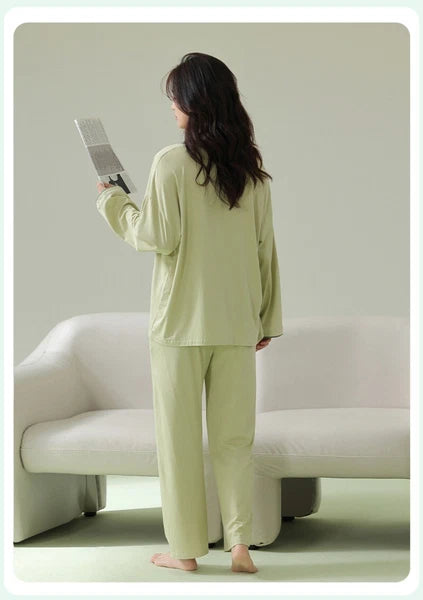 Women's Pajamas Antibacterial Dust Mite Resistant Solid Color Homewear Pajamas-
