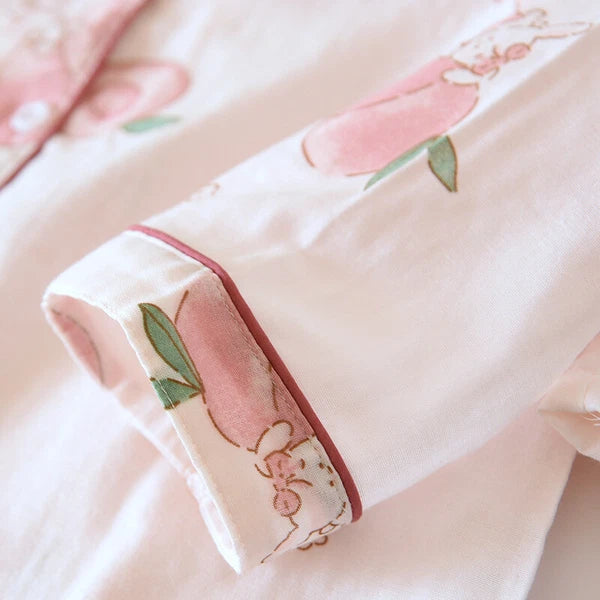 Women Pajamas Set 100% Cotton Printed Sleepwear Casual Nightwear Gauze Home Wear