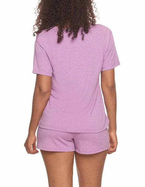 Felina Women's 3 Piece Pajama Set Jogger Shorts Crew Neck Tee