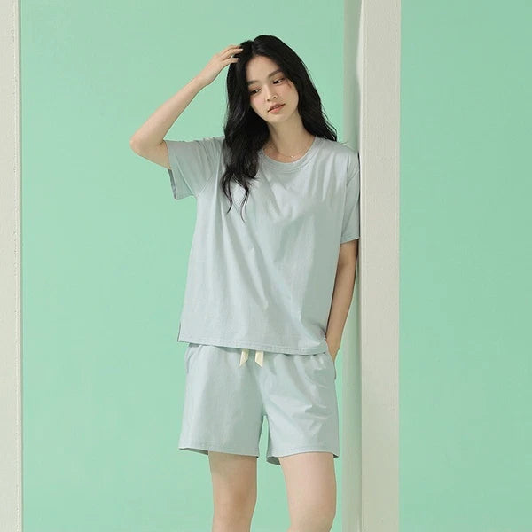 Women's Summer Soft Cool With Built-in Bra Pad Breathable Sports Pajamas Set-