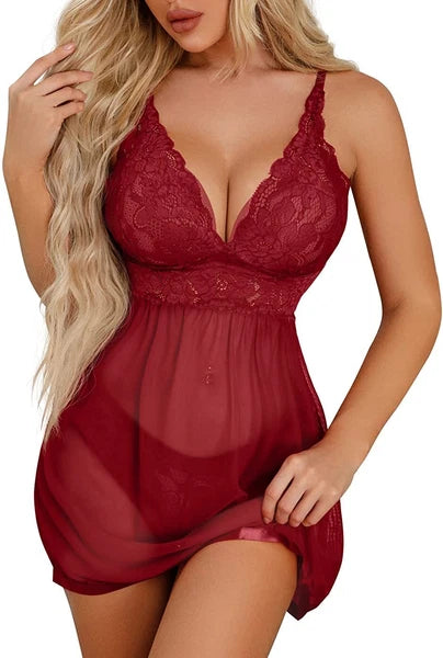 Lingerie-Underwear-Sleepwear-Sexy-Women-Pajamas -Lace-Babydoll-Nightwear-Pajamas