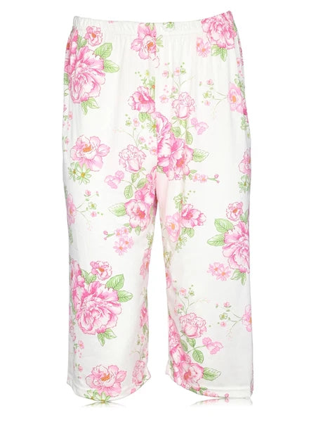 JEFFRICO Womens Capri Pajama Set 2 Piece Short Sleeve Top & Capri Pants 812C