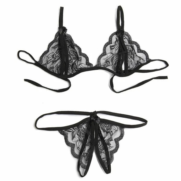 Sexy Lingerie Lace Bra G-string Thong Set Babydoll Sleepwear Underwear Nightwear